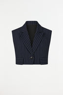 Kadın Oversize Çizgili Yelek - LACİVERT-BEYAZ