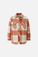 Kadın Oversize Ekose Gömlek Ceket - KIRMIZI-SİYAH