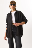 Kadın Oversize Lyocell Gömlek %100 Lyocell - Siyah