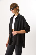 Kadın Oversize Lyocell Gömlek %100 Lyocell - Siyah