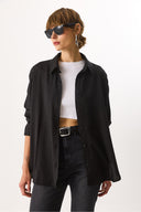 Kadın Oversize Lyocell Gömlek %100 Lyocell - Siyah