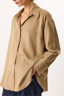 Kadın Oversize Lyocell Gömlek %100 Lyocell - Taş