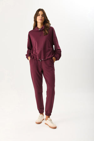 Kadın Paçası Lastikli Slim Straight Eşofman Altı - Bordo