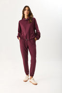 Kadın Paçası Lastikli Slim Straight Eşofman Altı - Bordo