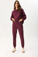 Kadın Paçası Lastikli Slim Straight Eşofman Altı - Bordo