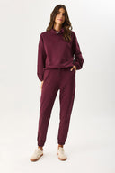 Kadın Paçası Lastikli Slim Straight Eşofman Altı - Bordo