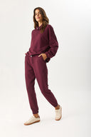 Kadın Paçası Lastikli Slim Straight Eşofman Altı - Bordo