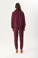 Kadın Paçası Lastikli Slim Straight Eşofman Altı - Bordo