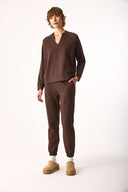 Kadın Paçası Lastikli Slim Straight Eşofman Altı - Kahverengi