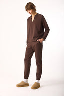 Kadın Paçası Lastikli Slim Straight Eşofman Altı - Kahverengi