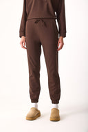 Kadın Paçası Lastikli Slim Straight Eşofman Altı - Kahverengi