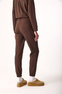 Kadın Paçası Lastikli Slim Straight Eşofman Altı - Kahverengi