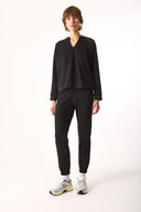 Kadın Paçası Lastikli Slim Straight Eşofman Altı - Siyah