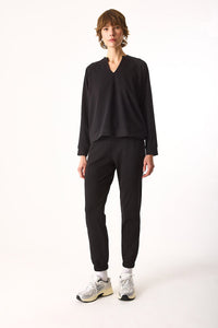 Kadın Paçası Lastikli Slim Straight Eşofman Altı - Siyah