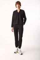 Kadın Paçası Lastikli Slim Straight Eşofman Altı - Siyah