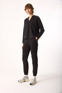 Kadın Paçası Lastikli Slim Straight Eşofman Altı - Siyah