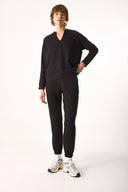 Kadın Paçası Lastikli Slim Straight Eşofman Altı - Siyah