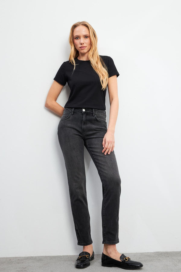 Petra Black Boyfriend Jean Pantolon - BLACK