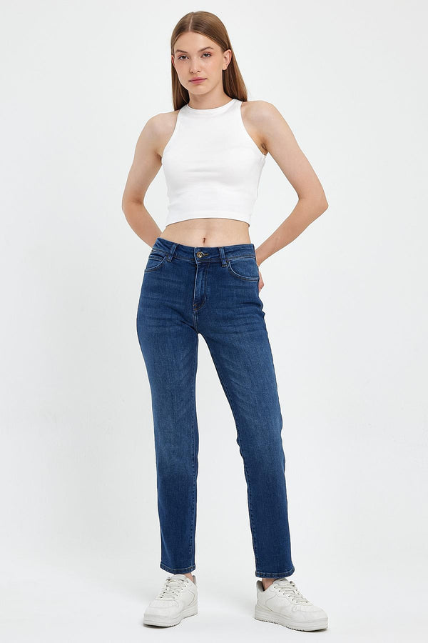 Petra Dirty Dark Blue Boyfriend Jean Pantolon - DIRTY DARK BLUE