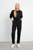 Kadın Pike Jogging Pantolon - Siyah