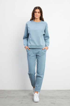 Kadın Pike Jogging Pantolon - Gök Mavisi