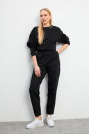 Kadın Pike Jogging Pantolon - Siyah