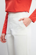 Kadın Pike Jogging Pantolon - Fildişi