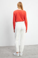 Kadın Pike Jogging Pantolon - Fildişi