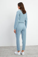 Kadın Pike Jogging Pantolon - Gök Mavisi
