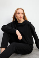 Kadın Pike Jogging Pantolon - Siyah