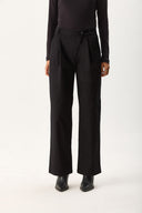 Kadın Pilili Baggy Fit Pantolon - Siyah