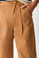 Kadın Pilili Baggy Fit Pantolon - Taba