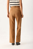 Kadın Pilili Baggy Fit Pantolon - Taba