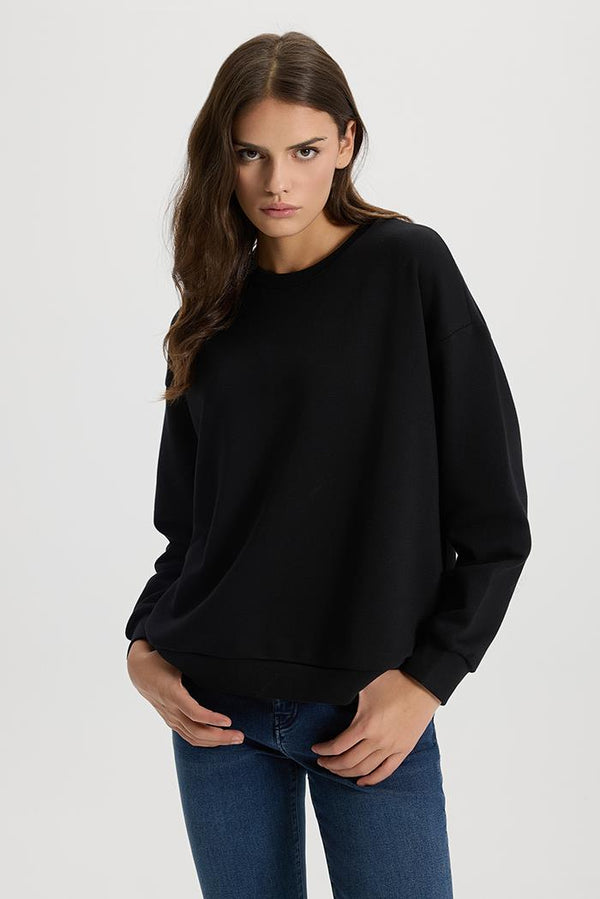 Kadın Plant Siyah Baskılı Sweatshirt