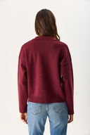 Kadın Polo Yakalı Fermuarlı Triko - Bordo