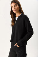 Kadın Polo Yakalı Fermuarlı Triko - Siyah