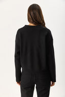 Kadın Polo Yakalı Fermuarlı Triko - Siyah