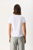 Kadın Rachel Bisiklet Yaka Slim Fit Basic Tişört - Beyaz