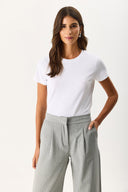 2li Siyah Beyaz Kadın Rachel Bisiklet Yaka Slim Fit Basic Tişört