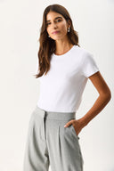 2li Siyah Beyaz Kadın Rachel Bisiklet Yaka Slim Fit Basic Tişört