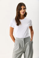 Kadın Rachel Bisiklet Yaka Slim Fit Basic Tişört - Beyaz