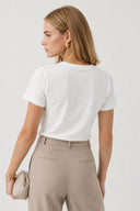 Kadın Rachel Bisiklet Yaka Slim Fit Basic Tişört - Beyaz