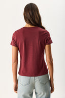 Kadın Rachel Bisiklet Yaka Slim Fit Basic Tişört - Bordo