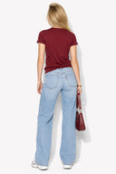 Kadın Rachel Bisiklet Yaka Slim Fit Basic Tişört-Bordo