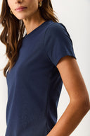 Kadın Rachel Bisiklet Yaka Slim Fit Basic Tişört - Lacivert