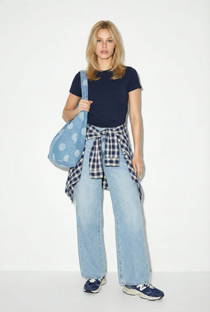Kadın Rachel Bisiklet Yaka Slim Fit Basic Tişört - Lacivert