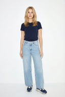 Kadın Rachel Bisiklet Yaka Slim Fit Basic Tişört - Lacivert