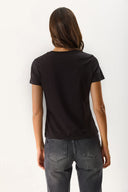 Kadın Rachel Bisiklet Yaka Slim Fit Basic Tişört - Siyah