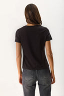 2li Siyah Beyaz Kadın Rachel Bisiklet Yaka Slim Fit Basic Tişört