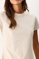 Kadın Rachel Bisiklet Yaka Slim Fit Basic Tişört - Taş
